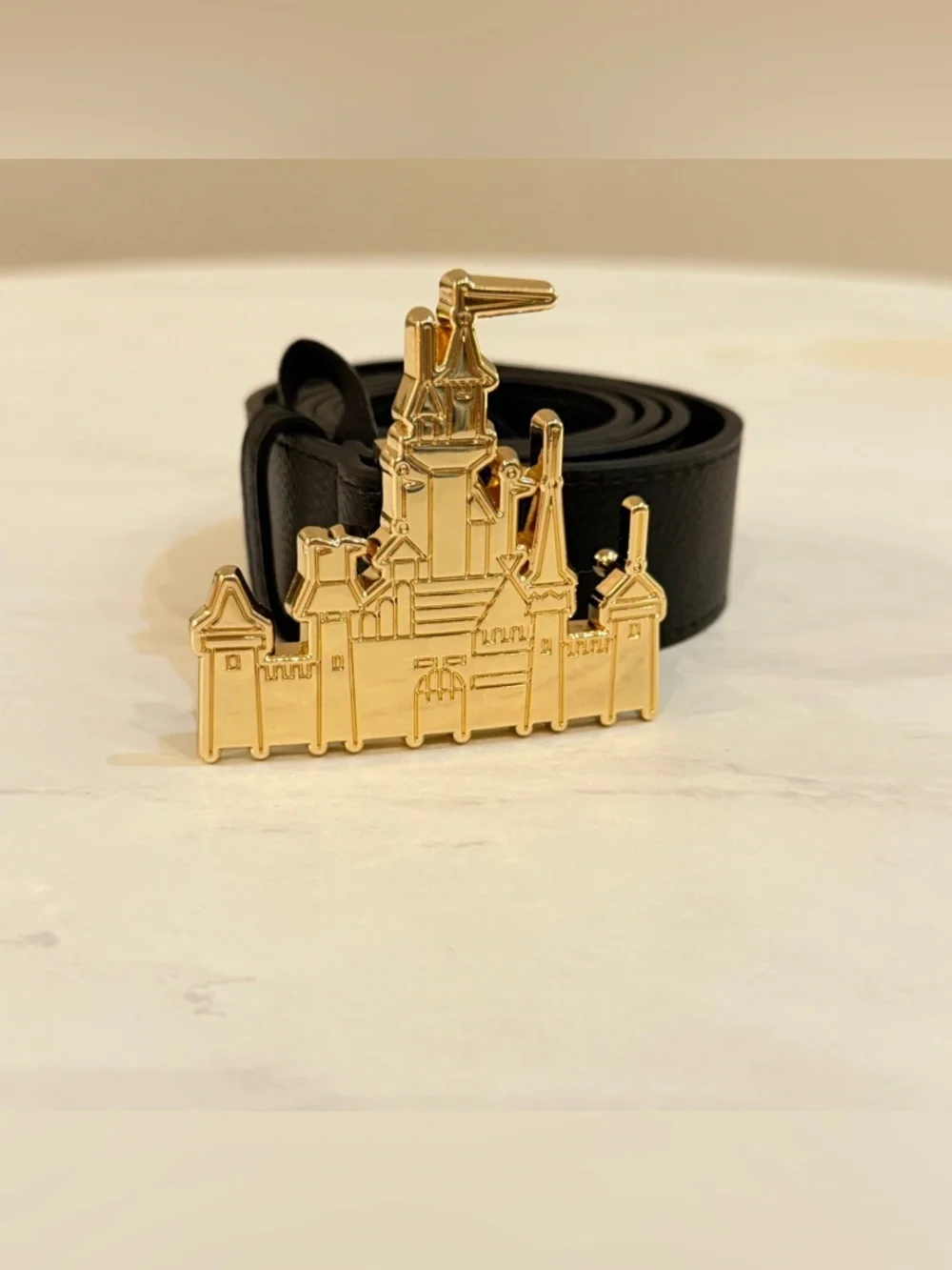 NEW Disney Theme Parks Fantasyland Castle Gold Belt Size L/XL